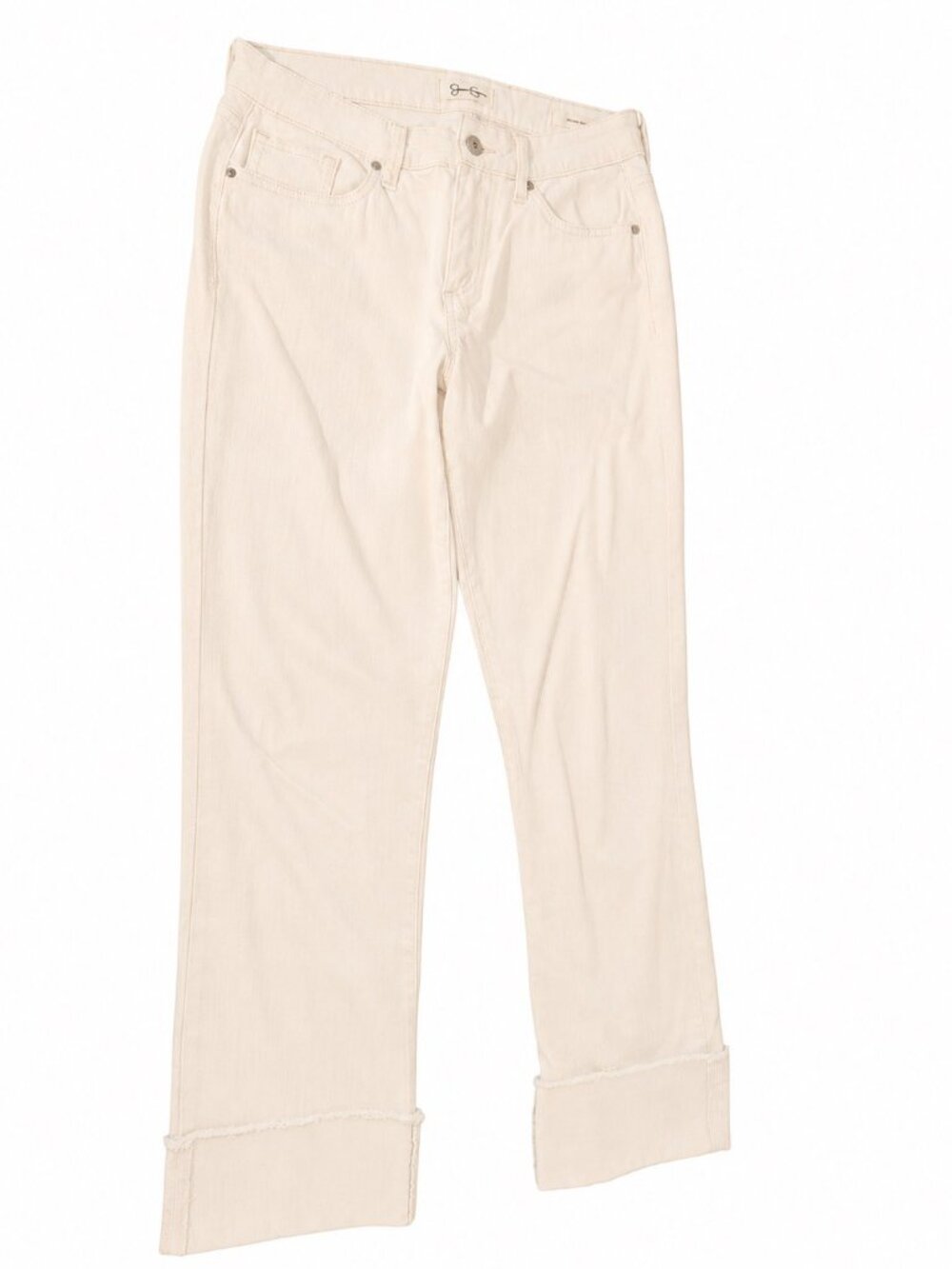 Jessica Simpson Arrow Straight Jeans 28 White Cuffed Stretch Denim Coastal Y2K